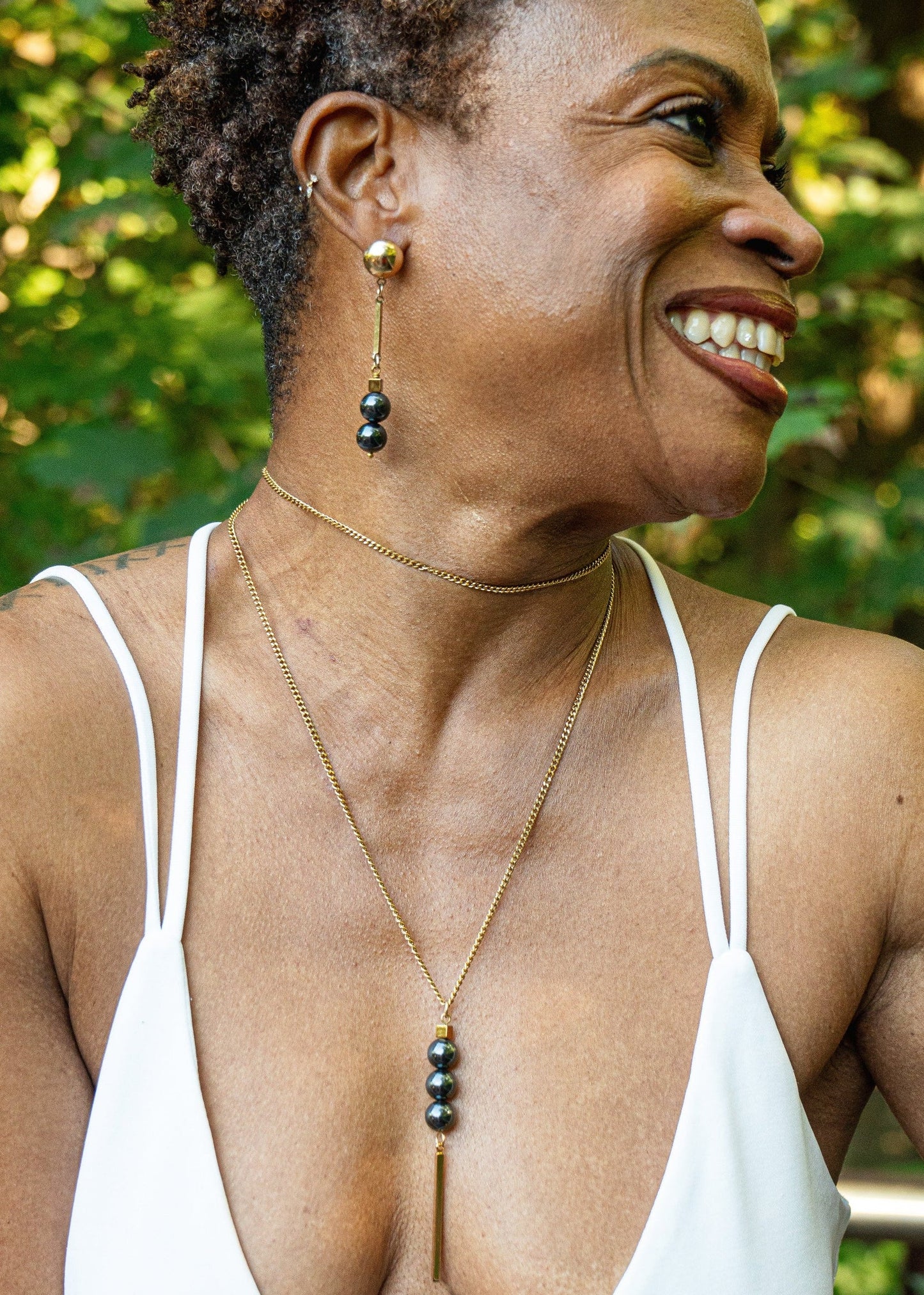 Kira Circle Bright Necklace - Hematite