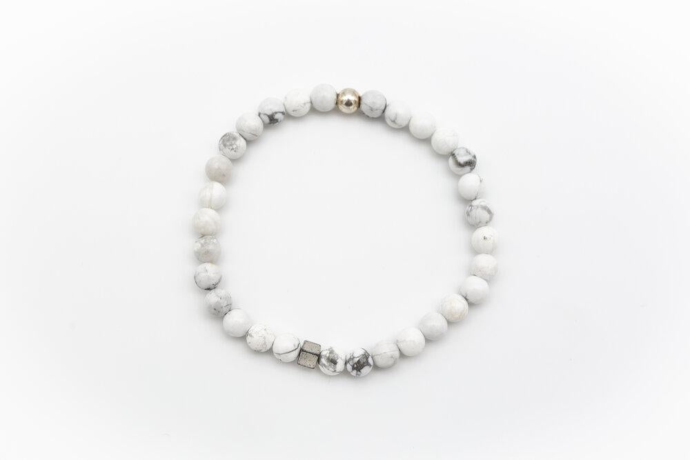 Quadra Stretch Bracelet- White Howlite