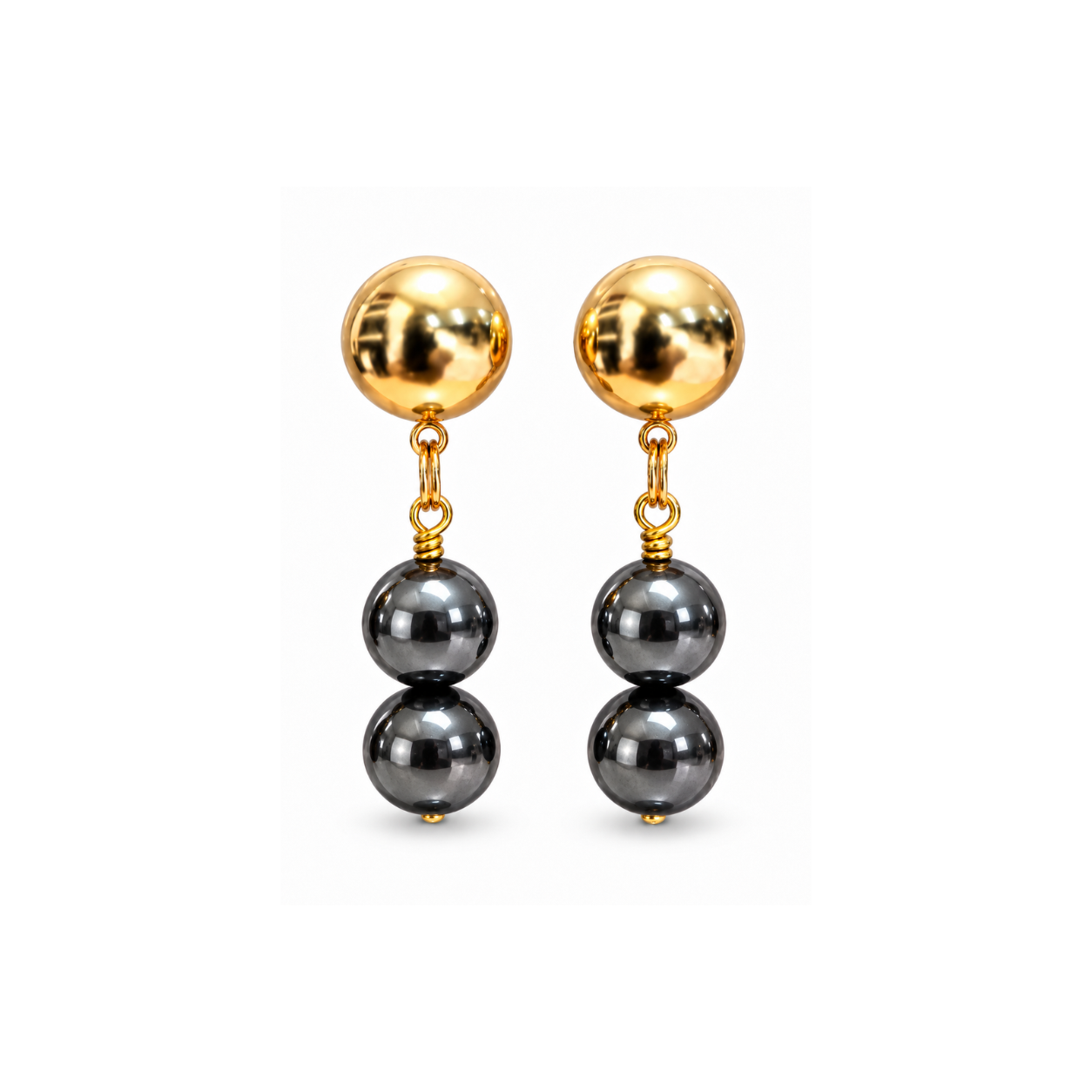 Kira Drop Earrings - Hematite