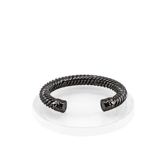 Atlantic Cable Cuff Bracelet - Large Hematite